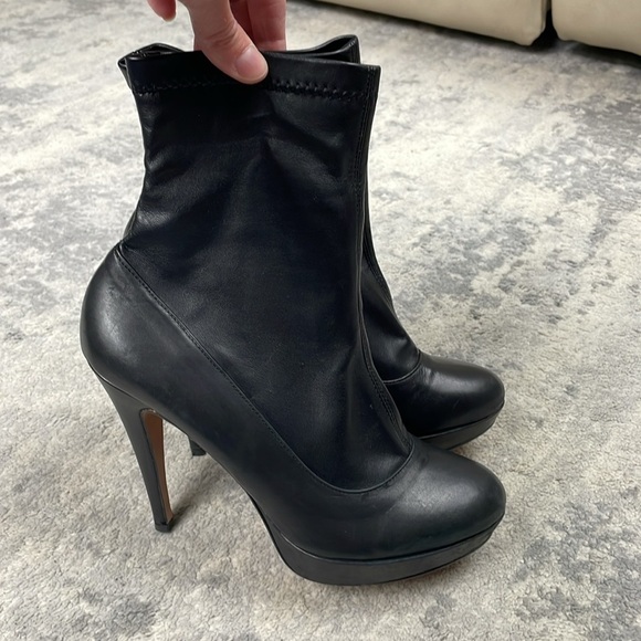 New Balmain Soft Leather Ankle Boots Black Stiletto Sock Boot Sz 39 - Picture 3 of 11